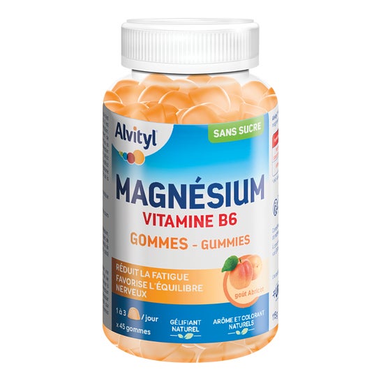 Alvityl Gommes Magnésium Vitamine B6 Abricot 45 Gummies