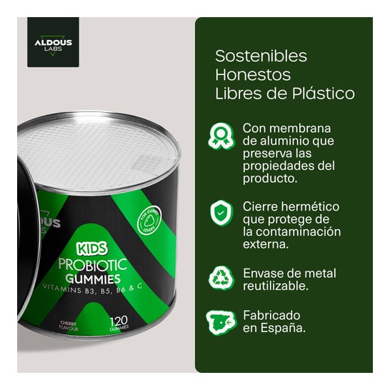Aldous Labs Probióticos con Vitaminas para Niños Sabor Cereza 120 gummies