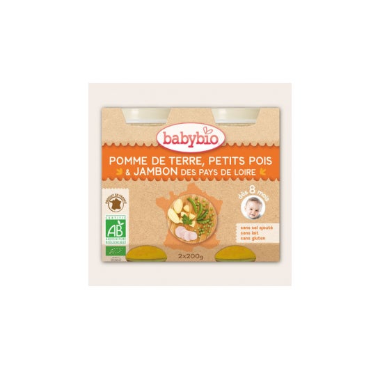 Babybio Petits Pots Menu Légumes & Jambon Bio dès 8 mois 2 x 200 g