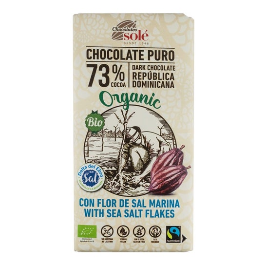 Chocolates Solé Chocolate Puro Negro 73% Cocoa Bio 100g