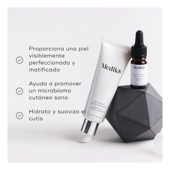 Medik8 Balance Moisturiser 10ml + Glycolic Acid Activator 50ml Medik8 Balance Moisturiser 10ml + Glycolic Acid Activator 50ml