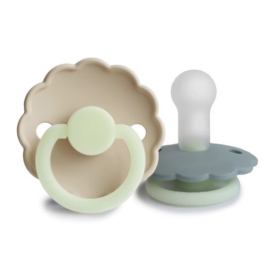 Frigg Block Moon Silicone Pacifier Croissant Sage 0-6M 2uts