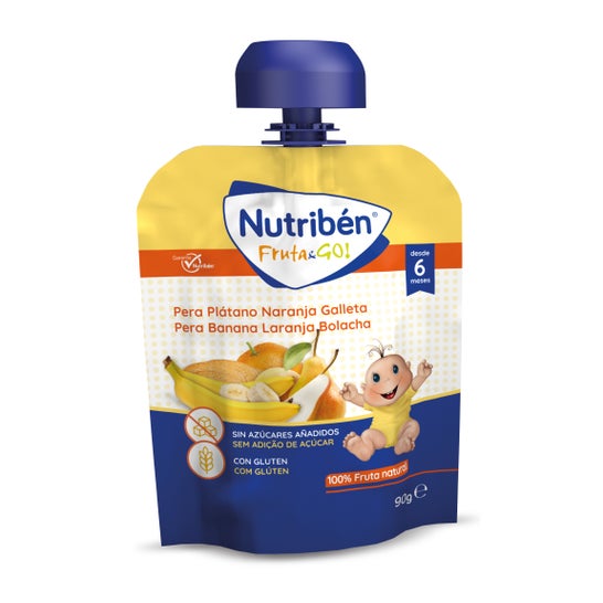 Nutriben Fruit&Go Poire, Banane, Orange Biscuits à l'orange 90 G