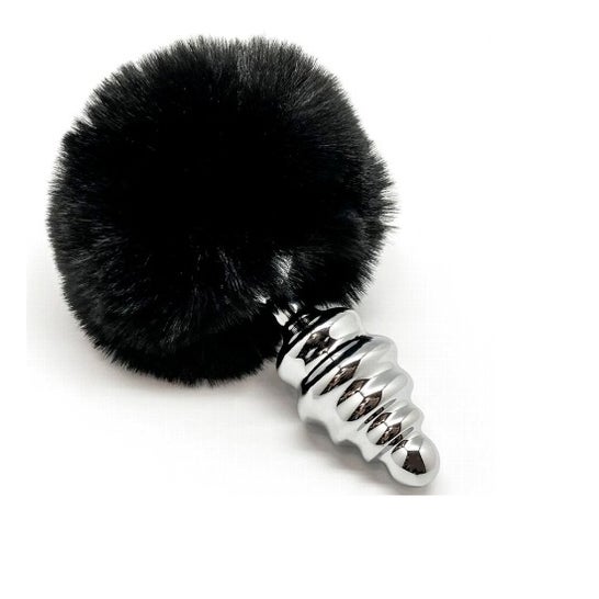 Alive Anal Pleasure Plug Spirale Métal Pompon Noir Taille L 1ut