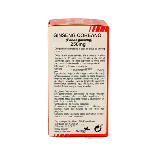 Health Aid Ginseng coréen 250mg 50caps