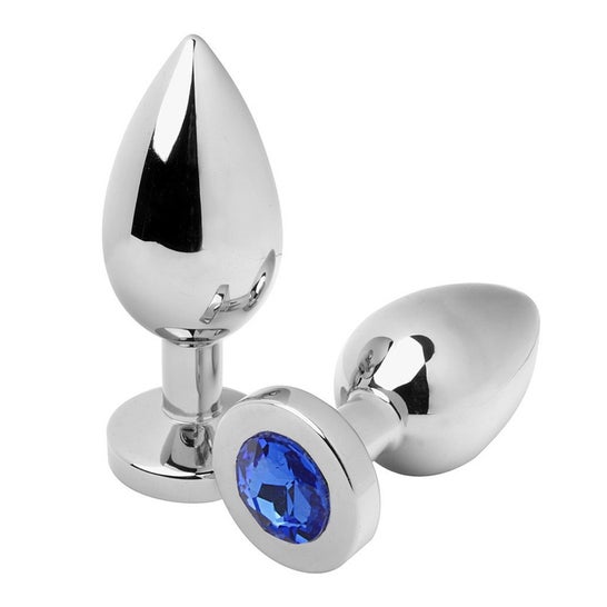 Metal Hard Anale Plug Diamond Bleu Medium 7.62cm 1ut