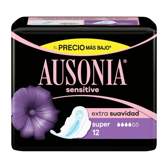 Ausonia Super Compresses Sensibles avec Ailes 12uts