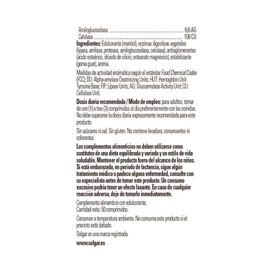 Solgar Vegetarian Digestive Enzymes 50 Comprimés