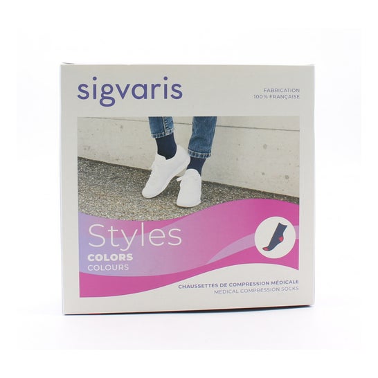 Sigvaris Styles Colors Chaussette 2 Femme Noir Turq TSL 1 Paire