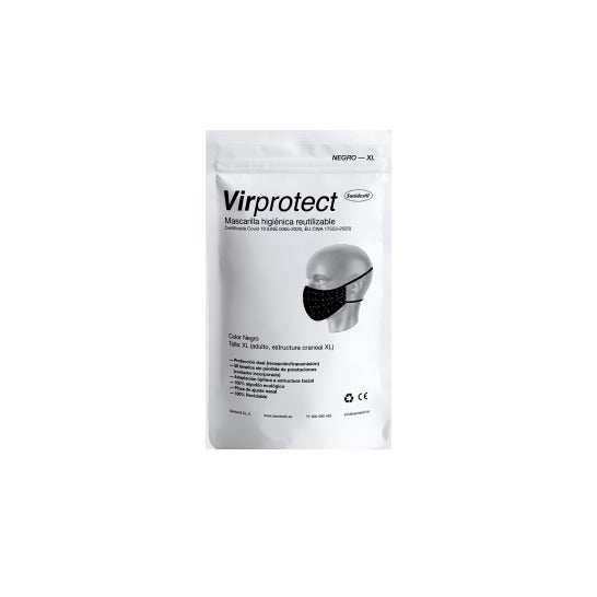 Virprotect Masque Hygiénique Réutilisable Adulte T-XL Noir 1 Unité