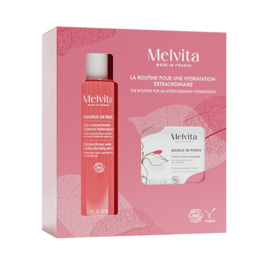 Melvita Source de Roses Coffret Hydratation Eau 150ml + Crème 50ml