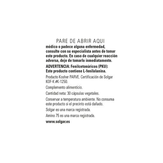 Solgar Amino 75 30 gélules Végétales