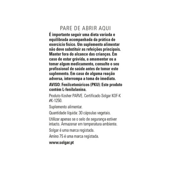 Solgar Amino 75 30 gélules Végétales