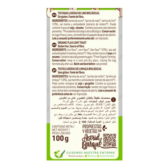 Diet-Radisson Light Toast Organic Flax Gluten Free 100g
