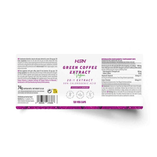HSN Extracto de Café Verde 20:1 500mg 120vcaps