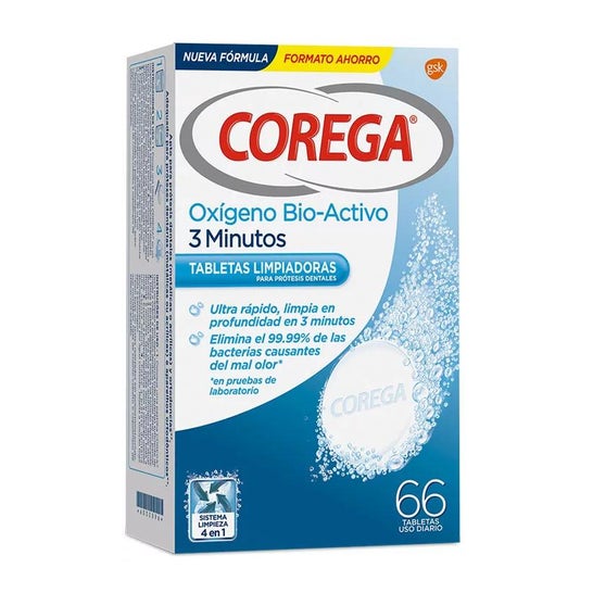 Corega Oxígeno Bio Activo 3 Minutos Tabletas Limpiadoras 66uds Corega Oxígeno Bio Activo 3 Minutos Tabletas Limpiadoras 66uds