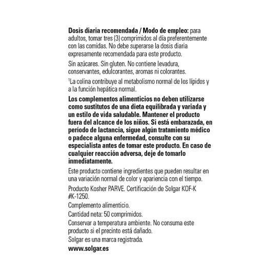 Facteurs lipotropes 50comp Solgar