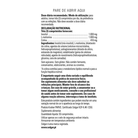 Facteurs lipotropes 50comp Solgar