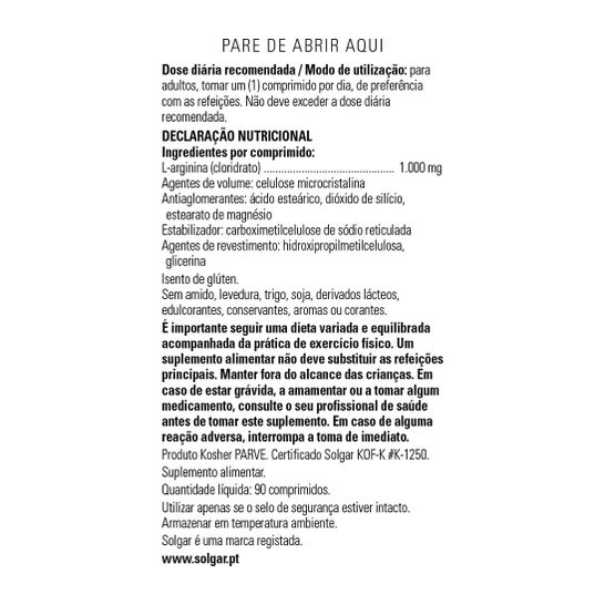 Solgar Arginina Comp Arginina 1000mg