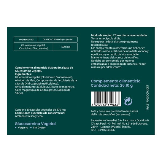 DocMorris Glucosamine Végétale 30 Gélules