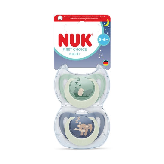 NUK Sucettes First Choice Nuit Hippo Koala 2 unités