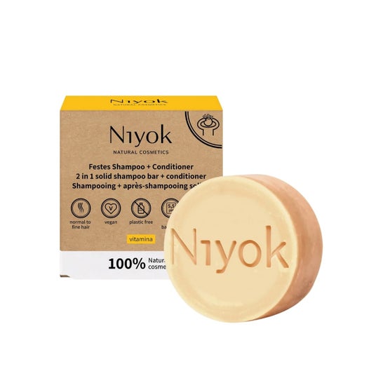 Niyok Shampooing solide après-shampooing Vitamine 80 g
