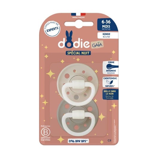 Dodie Gaïa Spécial Nuit Sucette Ronde 6-36M C8 Beige 2 uts