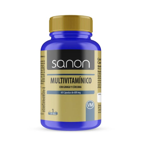 Sanon Multivitame avec Ginkgo et Curcuma 60 Gélules