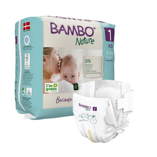 Couche Bambo Nature Taille 1 XS Nouveau-né 22 pièces