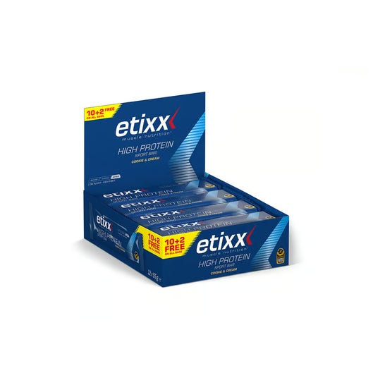 Etixx Pack Barre Hyperprotéinée Cookie & Cream 12x55g