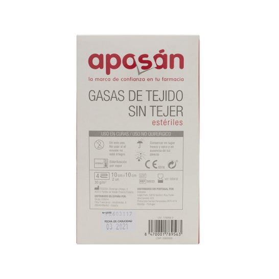 Aposan gaze non tissée stérile 10cmx10cm 50 gaze (2 Unités/sachet)