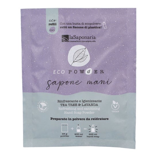 La Saponaria EcoPowder Refill Jabón Manos Árbol Té Lavanda 25 gr
