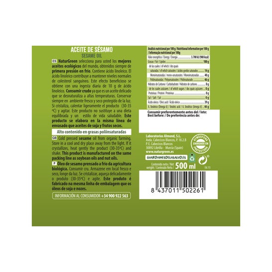 Naturgreen Huile de sésame biologique 500 Ml