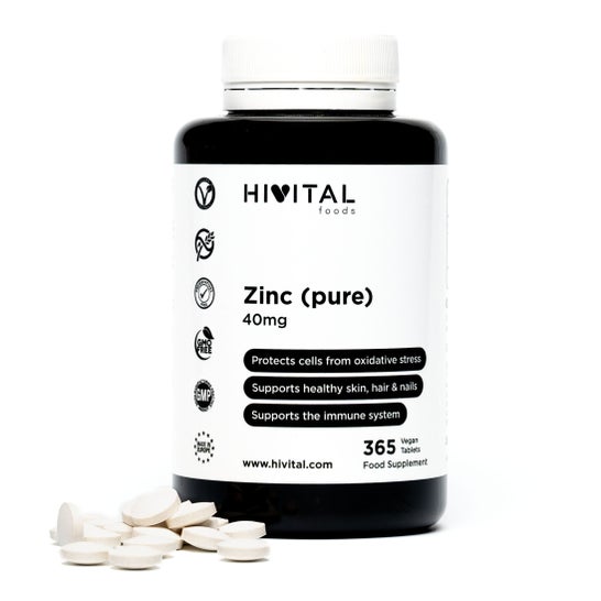 Hivital Foods Pure Zinc 40 mg 365 comprimés végétaliens