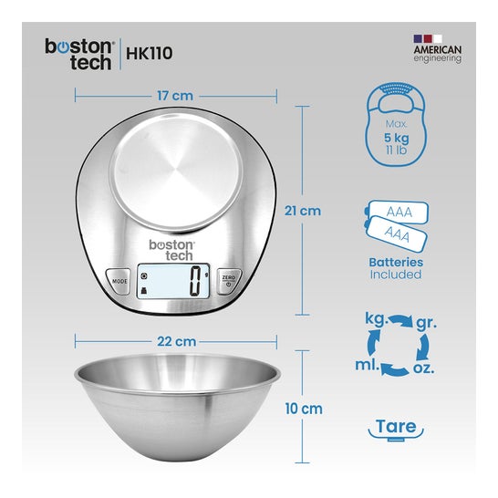 Balance de Cuisine Numérique avec Bol de 2,15L HK 100