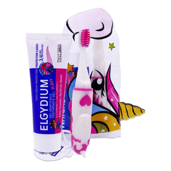 Elgydium Kit de Voyage Licorne Dentifrice 3-6 ans + Brosse à dents 50ml