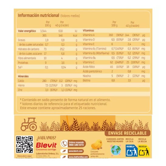 Blevit® Superfibre 8 Céréales Miel 1000g Blevit® Superfibre 8 Céréales Miel 1000g