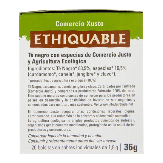 Ethiquable Té Tchai con Especias Eco 20uds