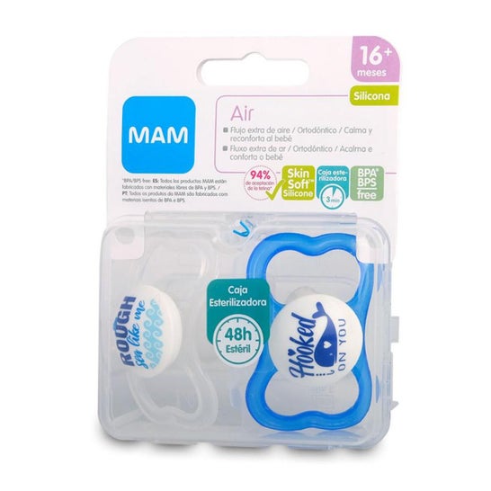 Mam Air Sucette Silicone Bleu 16M+ 2uts