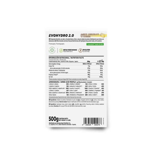 HSN Evohydro 2.0 Hydro Whey Chocolate Blanco y Limón 500g