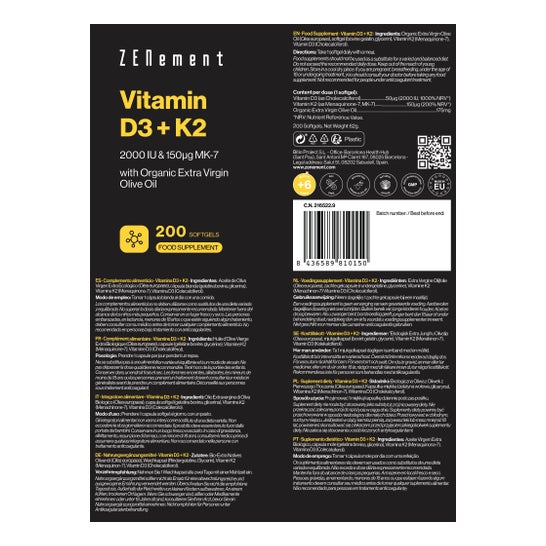 Zenement Vitamine D3 + K2 200caps