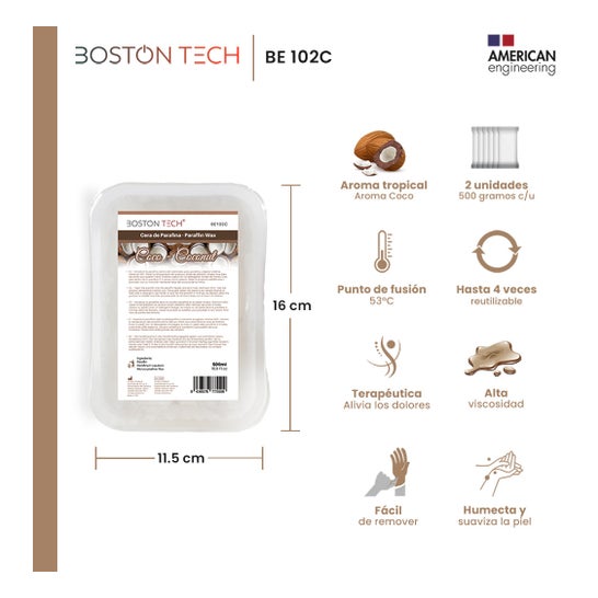 Boston Tech Cire Paraffine Noix de Coco Pack 2x500 gr