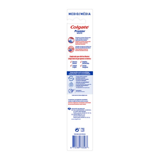 Colgate Brosse à dents moyenne Premier White 1pc