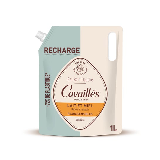 Cavaillès Gel Bain Douche Lait & Miel Peaux Sensibles Recharge 1000 ml