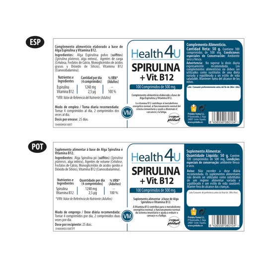 H4U Spiruline 500mg 100 Comprimés