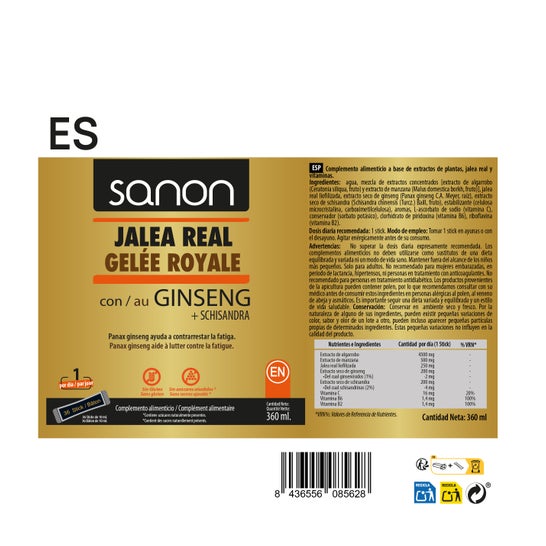 Sanon Gelée Royale avec Ginseng + Schisandra 36 sticks