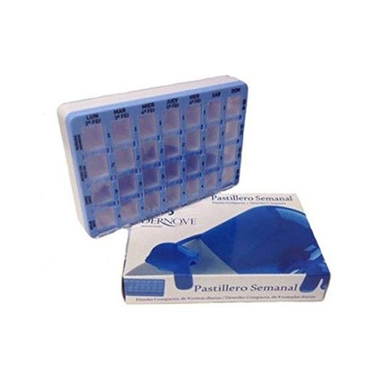 Boîte à pilules hebdomadaire Dernove, design compact