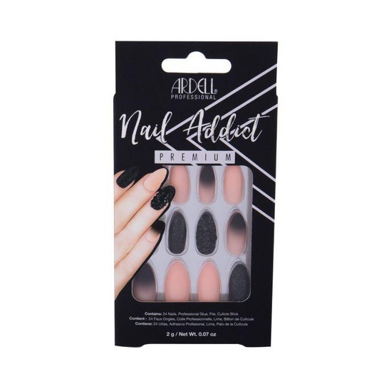 Ardell Nail Addict Premium Ongles Black Stud & Pink Ombre 24uts