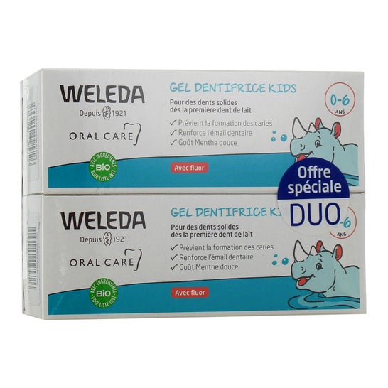 Weleda Gel Dentifrice Kids 0-6 Ans avec Fluor 2x50 ml