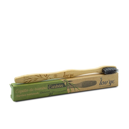 Lovyc Brosse à dents moyenne en bambou infusé au charbon de bois 1pc